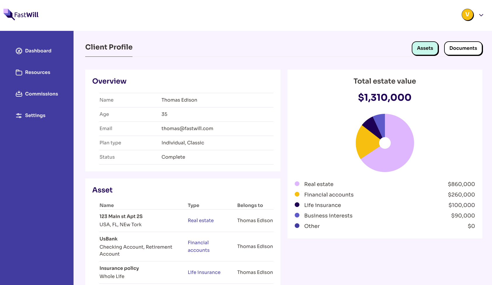 Client Profile Dashboard